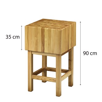 Ceppo spessore 35 cm e sgabello in legno acacia 50x50x90 cm 