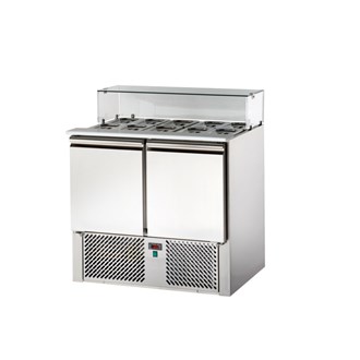 Saladette refrigerata due porte e vetro dritto