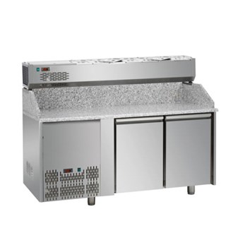 Banco pizza refrigerato, 2 porte, vetrina refrigerata 6XGN1/3 senza vetri motore a sinistra E