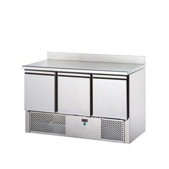 tavolo frigo saladette acciaio inox alzatina, 3 porte