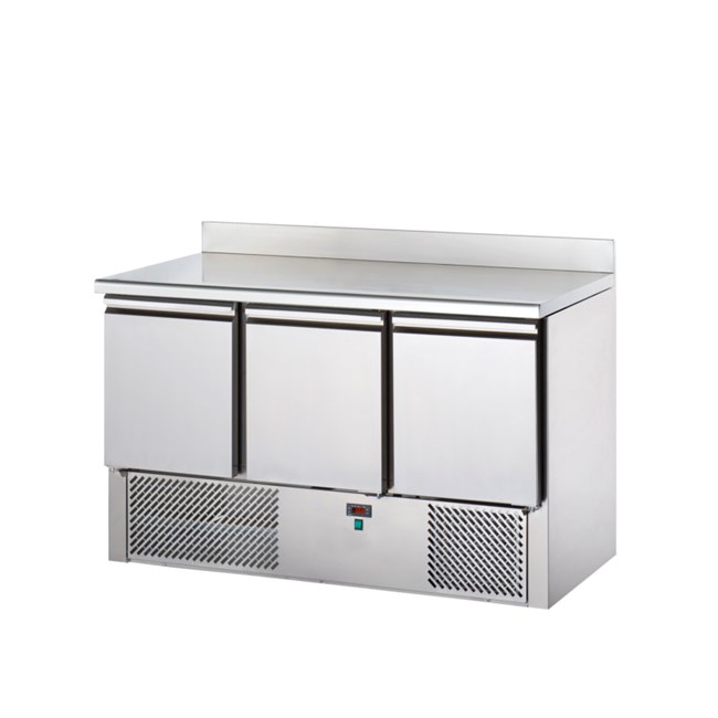 tavolo frigo saladette acciaio inox alzatina, 3 porte