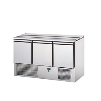 Saladette refrigerata con coperchio in acciaio inox 3 porte