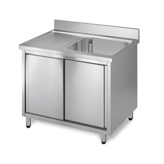 Lavatoio acciaio inox armadiato, 1 vasca gocciolatoio sx