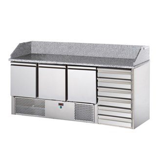 Saladette refrigerata 3 porte 6 cassetti  piano in granito 