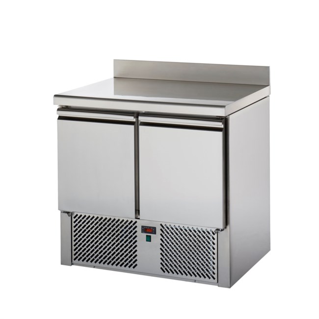 Saladette refrigerata con piano in acciaio inox e alzatina 2 porte