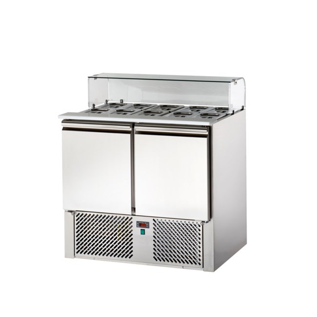 Saladette refrigerata due porte e vetro curvo