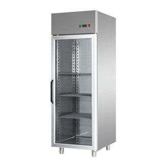 Armadio  Refrigerato in Acciaio inox -18/-22 &#176;C 600 lt con porta in vetro e luce neon interna