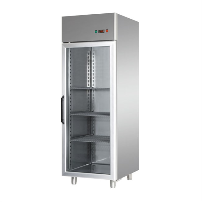 Armadio  Refrigerato in Acciaio inox 0/+10°C 600 lt con porta in vetro  e luce neon interna