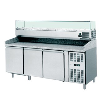 Banco pizza refrigerato 3 porte, vetrina refrigerata 10 xGN 1/4