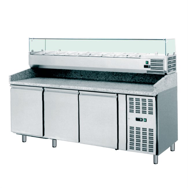 Banco pizza refrigerato 3 porte, vetrina refrigerata 9 x GN1/3