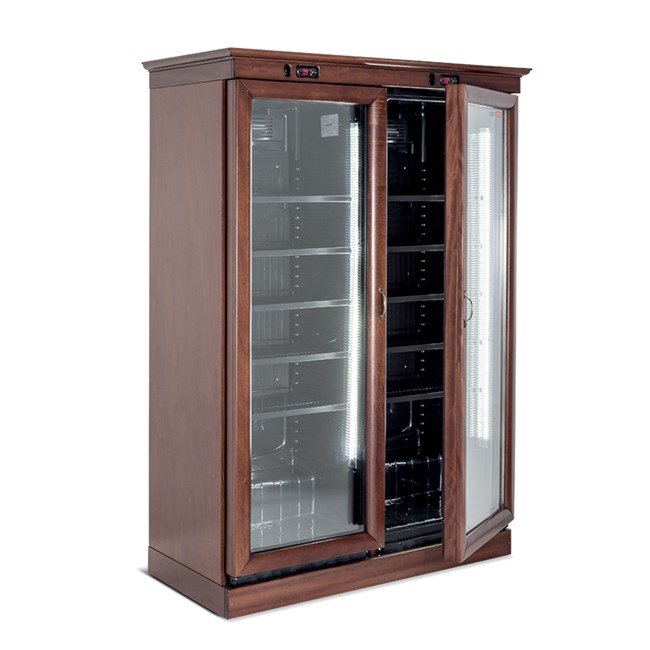 Frigo per vino wood cof con refrigerazione ventilata e doppia porta  