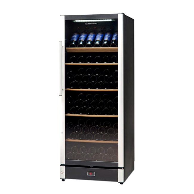 Cantina frigo vino climatizzata con ripiani in legno Wine 155 black