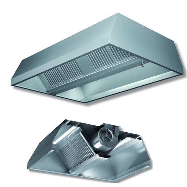 Cappa centrale in acciaio inox Aisi 304 con motore p 1300