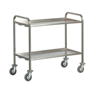 Carrello di servizio inox 2 ripiani per ristorante 112x67x98h