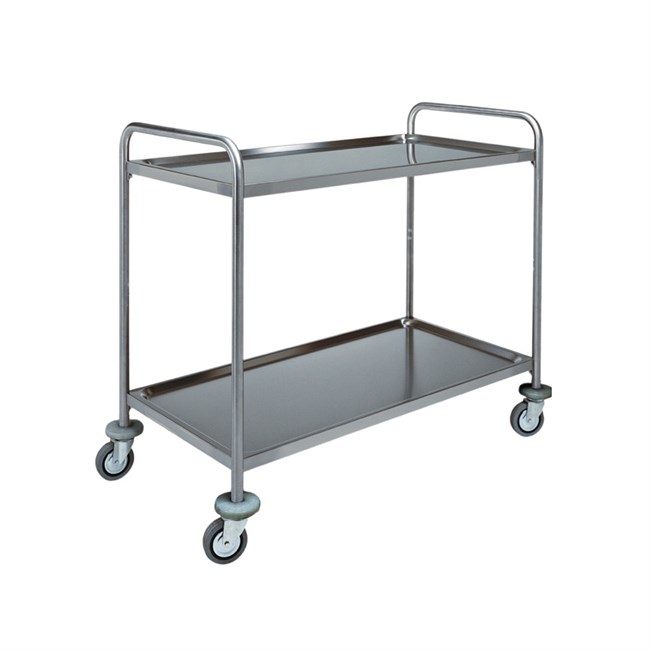 Carrello inox con 2 ripiani e maniglie 110x60x94h