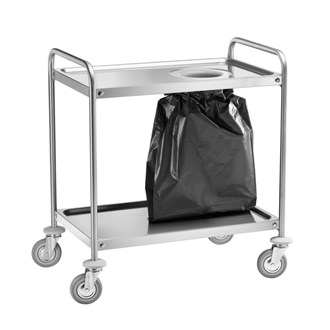 Carrello di servizio inox porta rifiuti 110x60x94h