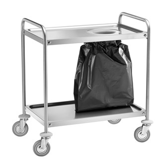 Carrello di servizio inox porta rifiuti 90x60x94h