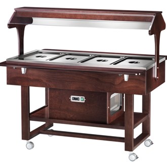 Carrello refrigerato legno massello coperchi posizionati