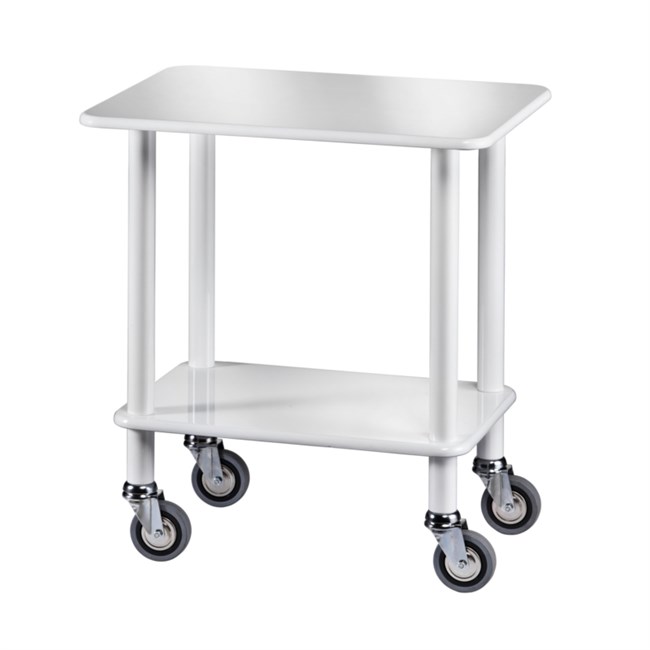 Carrello Gueridon bianco con montanti in legno massello 70x50x78