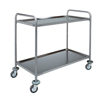 Carrello inox a 2 ripiani con maniglie