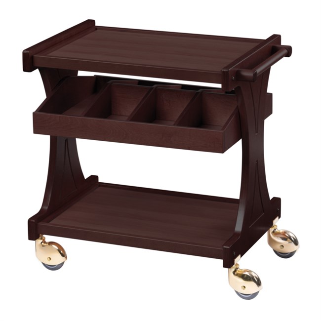 Carrello portaposate in legno wenge da sala 106x55x85h