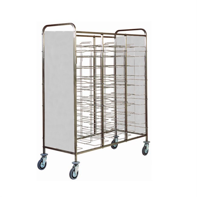 Carrello portavassoi inox con pannelli laterali inox 138x62x175h