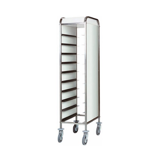 Carrello portavassoi inox con pannelli laterali perfex bianco 38x62x175h