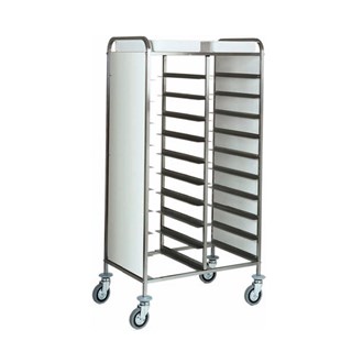 Carrello portavassoi inox 20 vassoi per fast food 74x62x175h