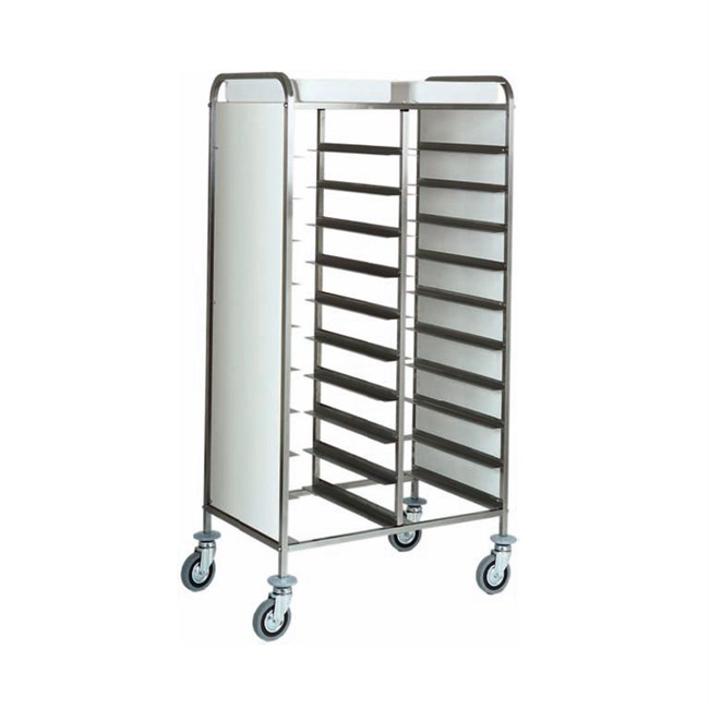 Carrello portavassoi inox 20 vassoi per fast food 74x62x175h