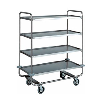 Carrello di servizio inox 4 ripiani per ristorante 110x60x130h