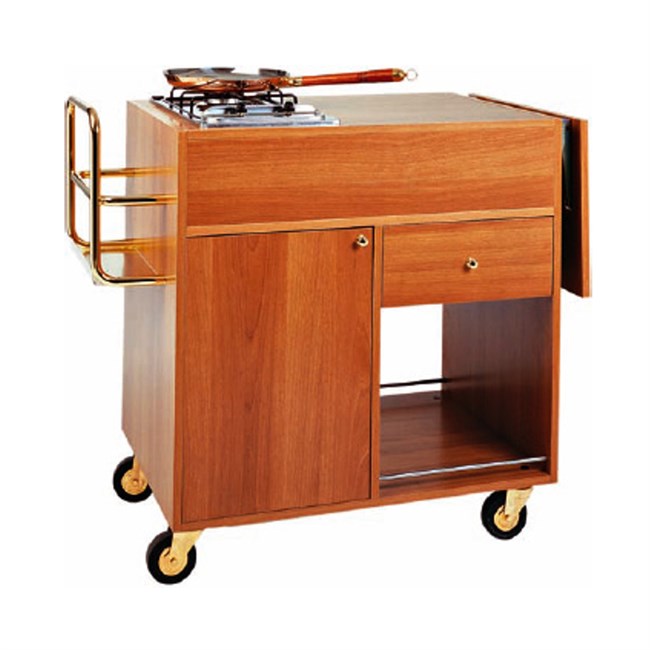 Carrello professionale flambè per hotel 105/143x58x85h