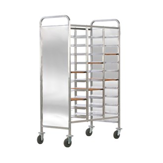 Carrello rinforzato portavassoi inox pannelli laterali inox 110x62x175h
