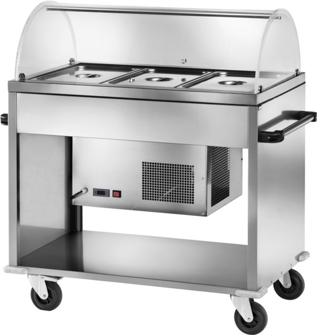 Carrello inox refrigerato con cupola  