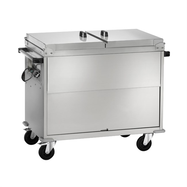 Carrello termico bagnomaria inox armadiato con coperchi