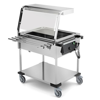 Carrello termico inox luci led e scorrivassoi 2 GN 1/1 