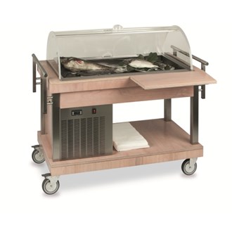 Carrello refrigerato in legno con cupola +2+8