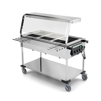 Carrello termico inox luci led scorrivassoi 3 vasche singole GN 1/1 