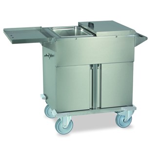 Carrello termico inox 2 vasche GN 1/1 con sportelli e coperchi