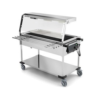 Carrello termico inox con lampade alogene e scorrivassoi 3 GN 1/1 