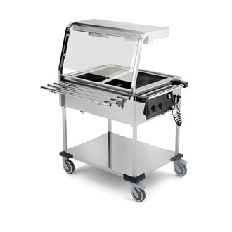 Carrello termico inox lampade alogene scorrivassoi 2 GN 1/1 separate