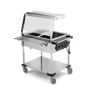 Carrello termico inox luci led scorrivassoi 2 vasche GN 1/1 separate
