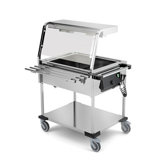 Carrello termico inox con lampade alogene e scorrivassoi 2 GN 1/1 