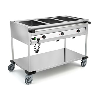 Carrello termico bagnomaria inox 3 vasche GN 1/1 separate