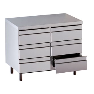 Cassettiera acciaio inox sei cassetti 