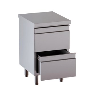 Cassettiera acciaio inox con due cassetti