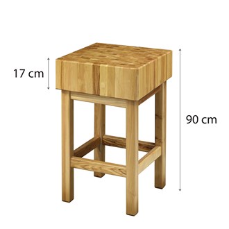 Ceppo spessore 17 cm e sgabello in legno acacia 60x40x90 cm 