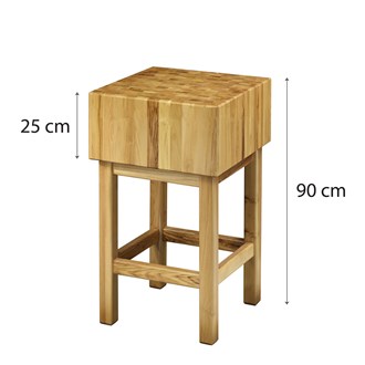 Ceppo spessore 25 cm e sgabello in legno acacia 40x40x90 cm 