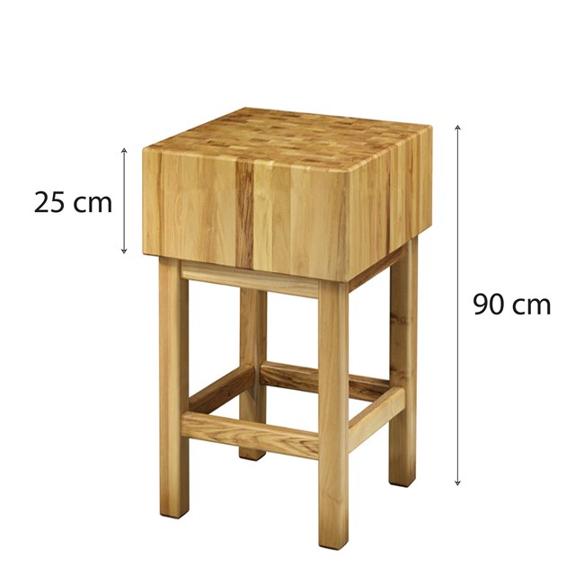 Ceppo spessore 25 cm e sgabello in legno acacia 70x40x90 cm 