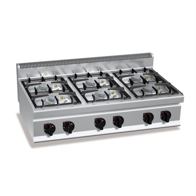 Cucina professionale 6 fuochi a gas da banco 42 kW