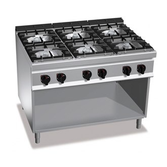 Cucina a gas con 6 fuochi su vano 53,5kW